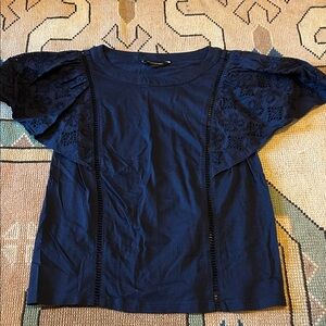 Banana Republic Navy Top with Eyelet Sleeves